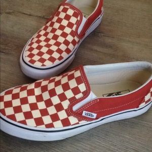 rumba red checkered vans
